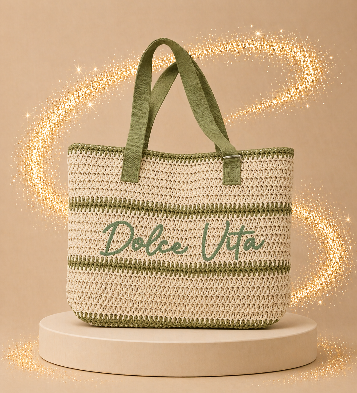 Sac Dolce Vita Kaki et paille