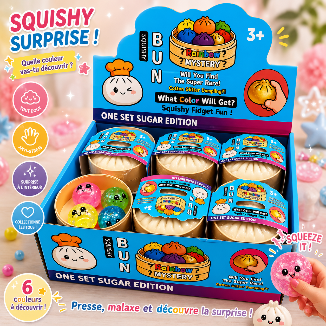 Squishy Mini Dumpling 4pcs Sugar Glitter precommande