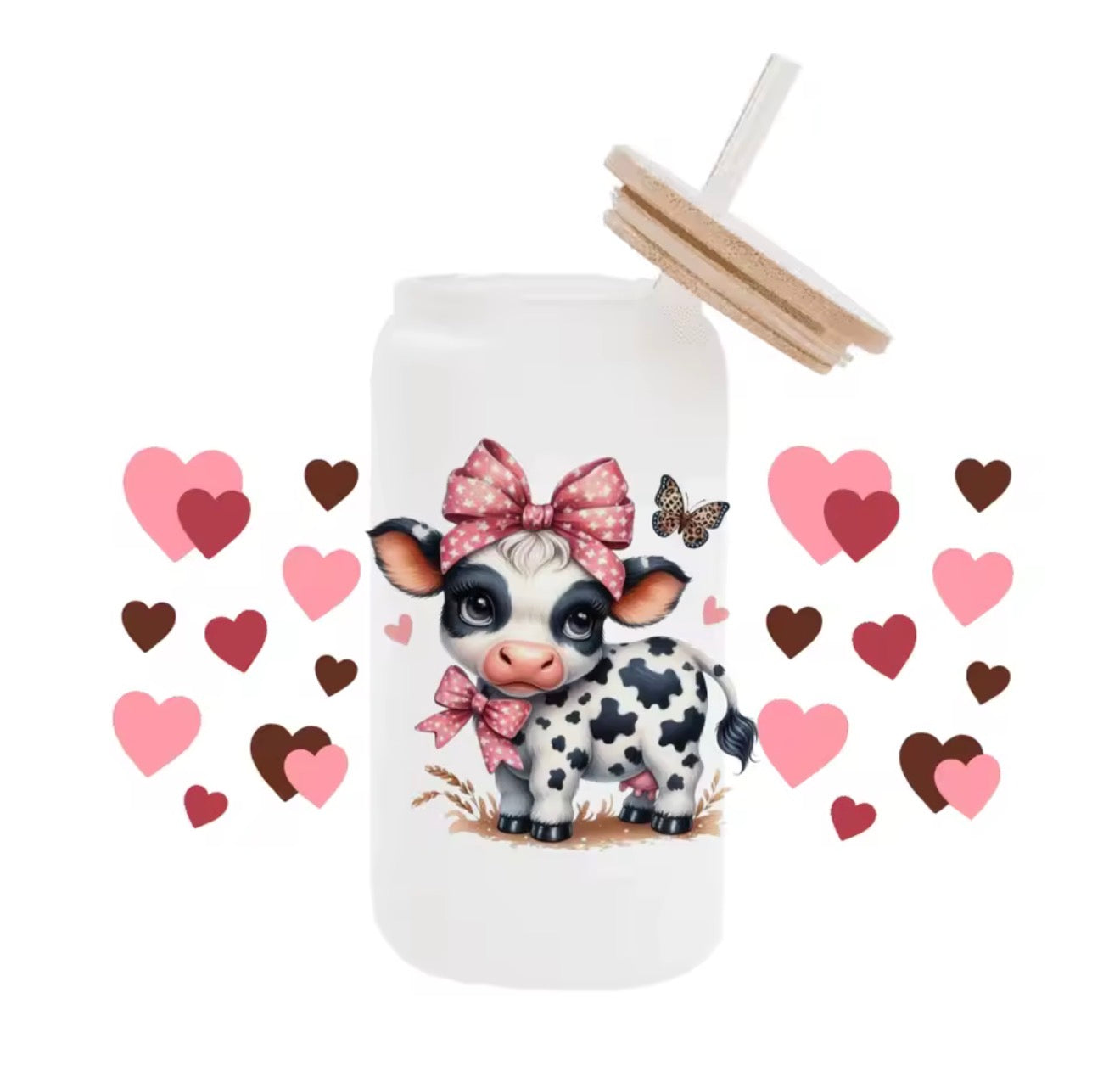 Verre Vache Blanche Coeur