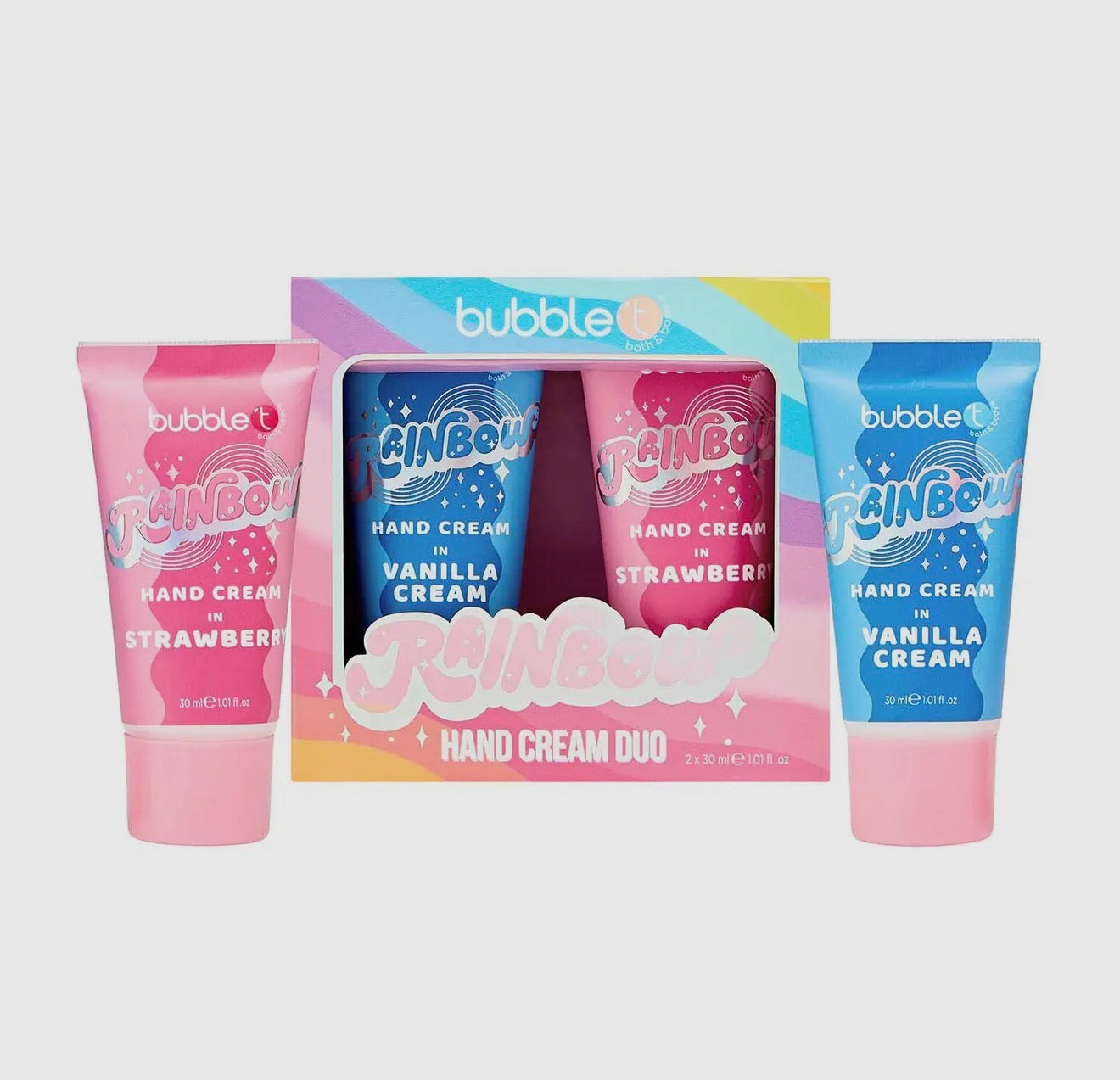 Duo de Crèmes pour les Mains Arc-en-ciel – Fraise & Crème Vanille (2 x 30 ml)