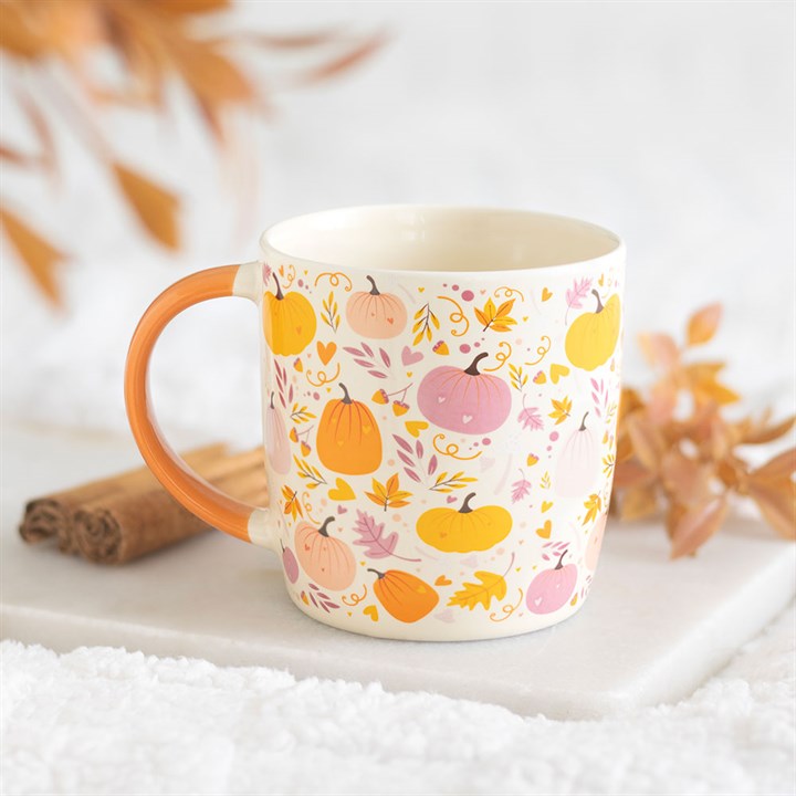 Tasse à motif citrouille rose et orange
