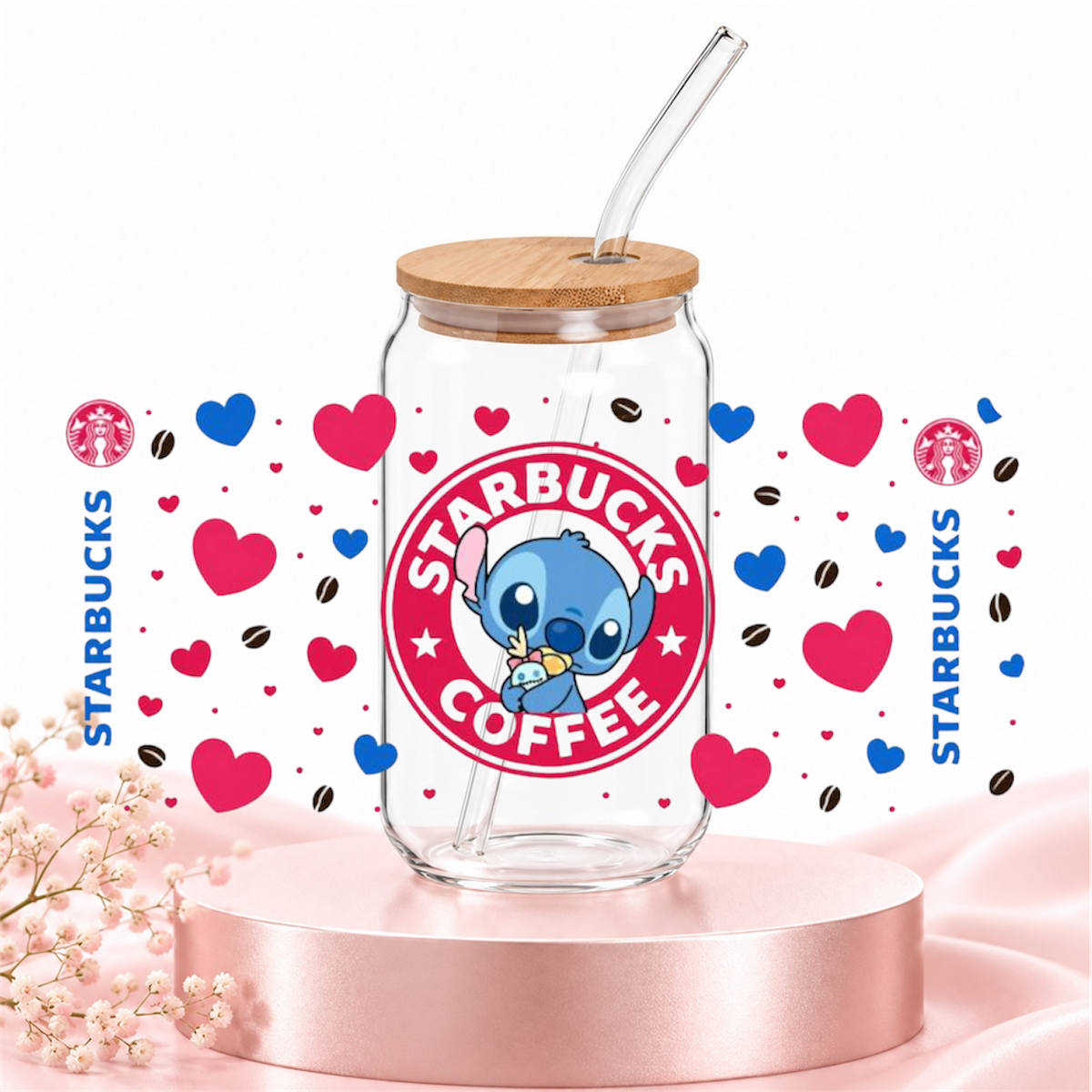 Verre Starbucks Stitch coeur
