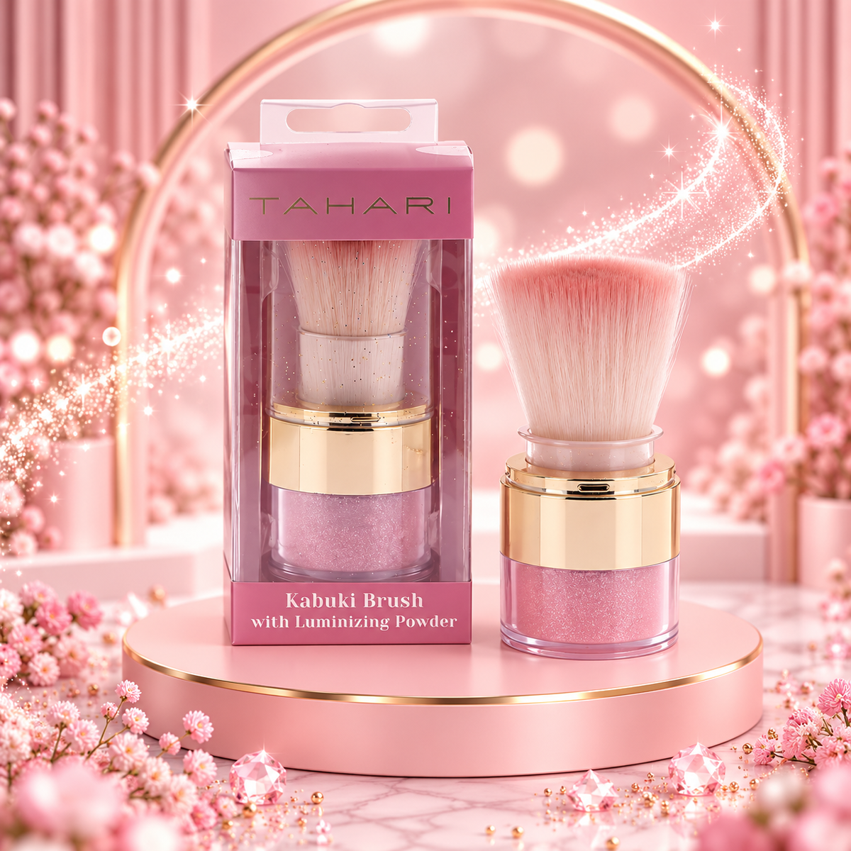 ✨💕 Pinceau Kabuki avec Poudre Illuminatrice – TAHARI 💕✨