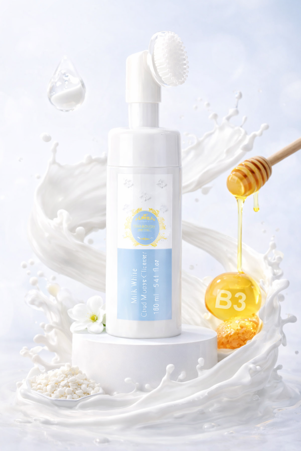 Mousse nettoyante Lait & Miel – Éclat & Hydratation