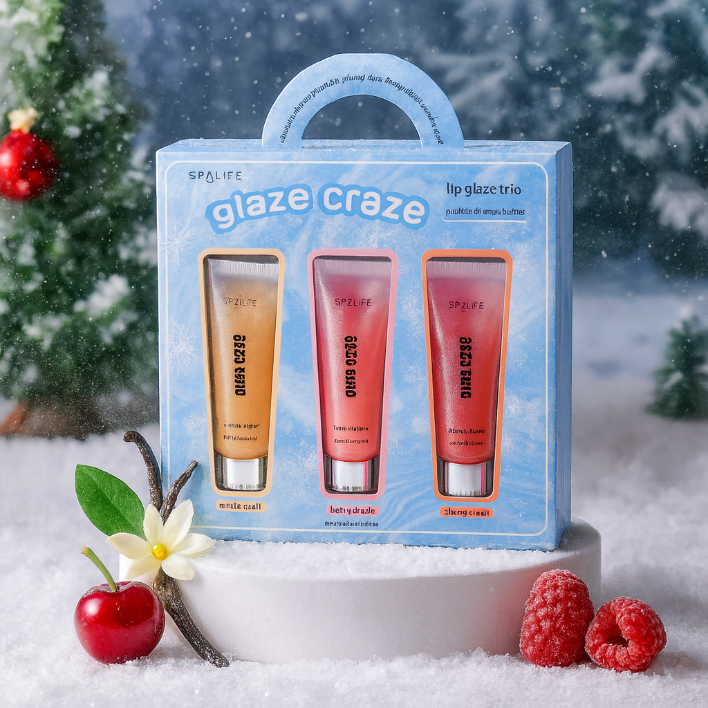 Coffret Cadeau Trio de Baumes à Lèvres Glaze Craze pour les Fêtes de Noël