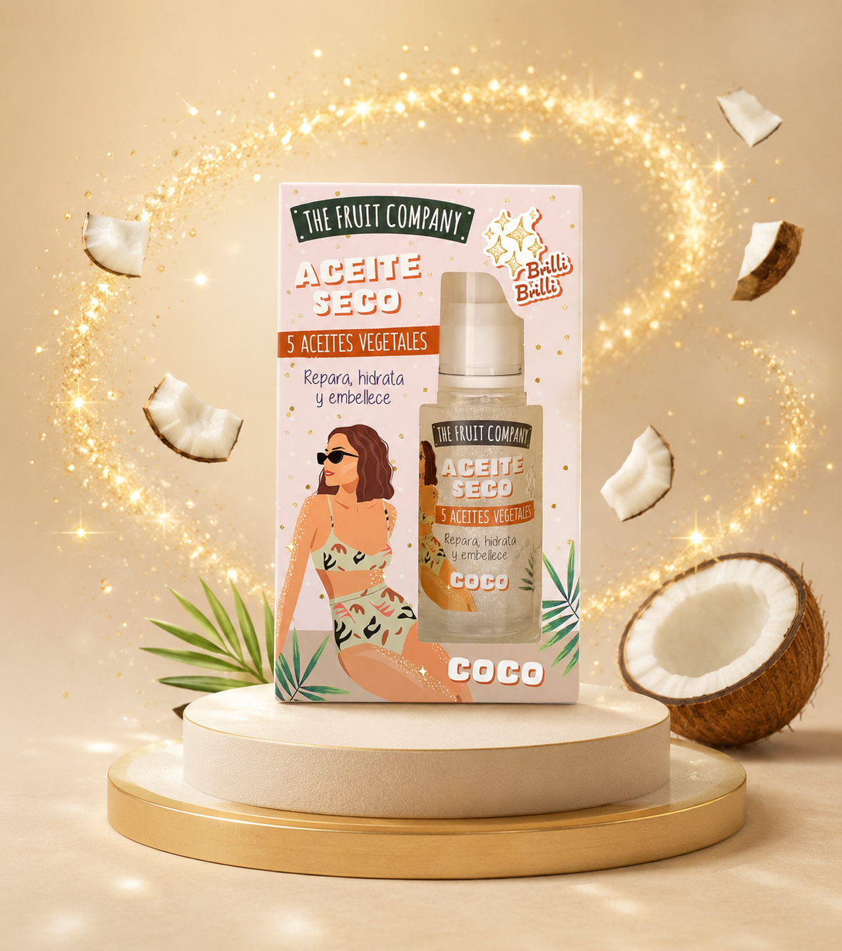 Huile sèche à paillettes - Noix de coco