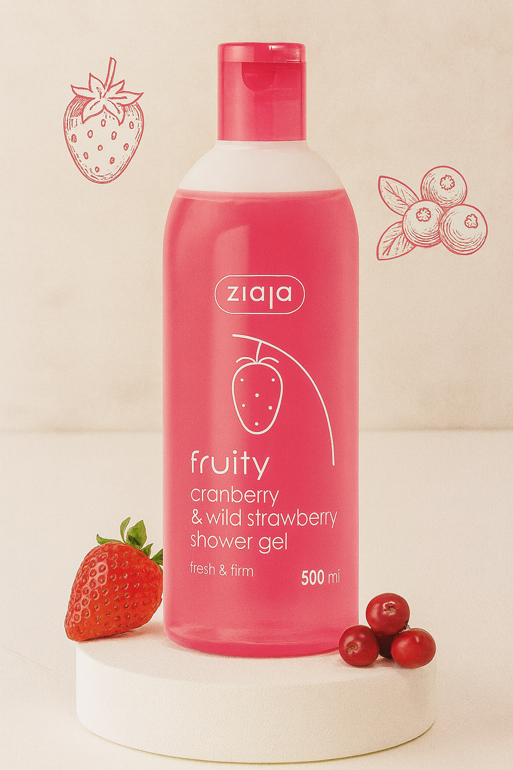 Gel douche Ziaja Fraise & Cranberry 500ml