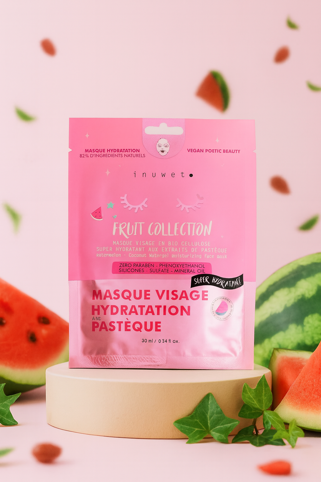 Masque Fruit collection visage en bio-cellulose - Hydratant - Pastèque