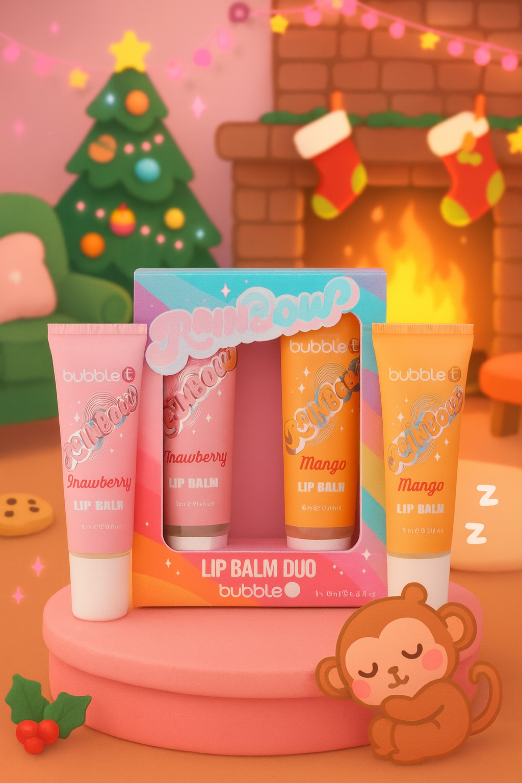 Duo de baumes à lèvres arc-en-ciel – Fraise & Mangue (2 x 10 ml)