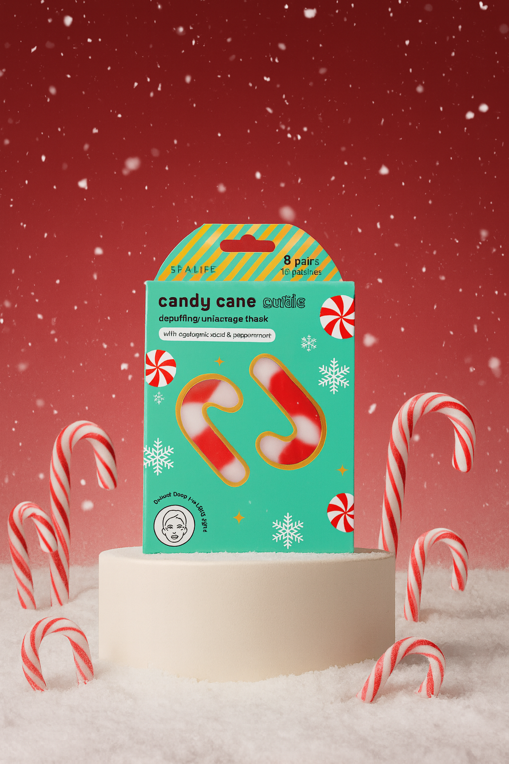 Masques Décongestionnants pour les Yeux en Forme de Sucre d'Orge de Noël