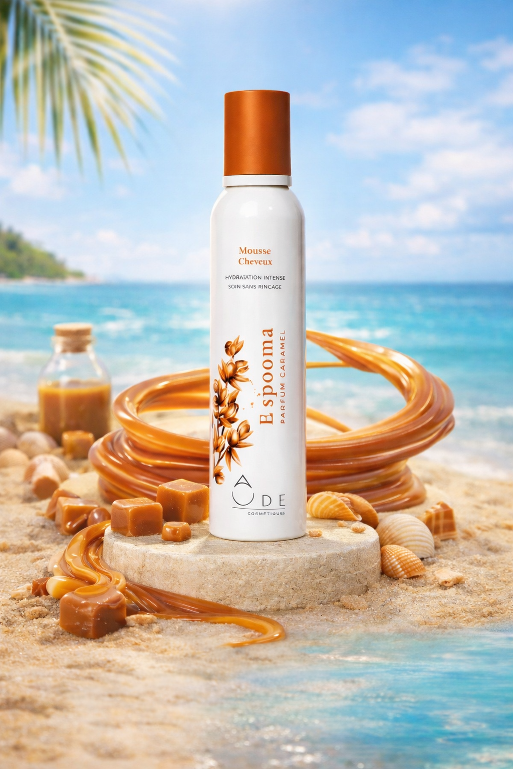 Mousse soin pour cheveux fragrance caramel