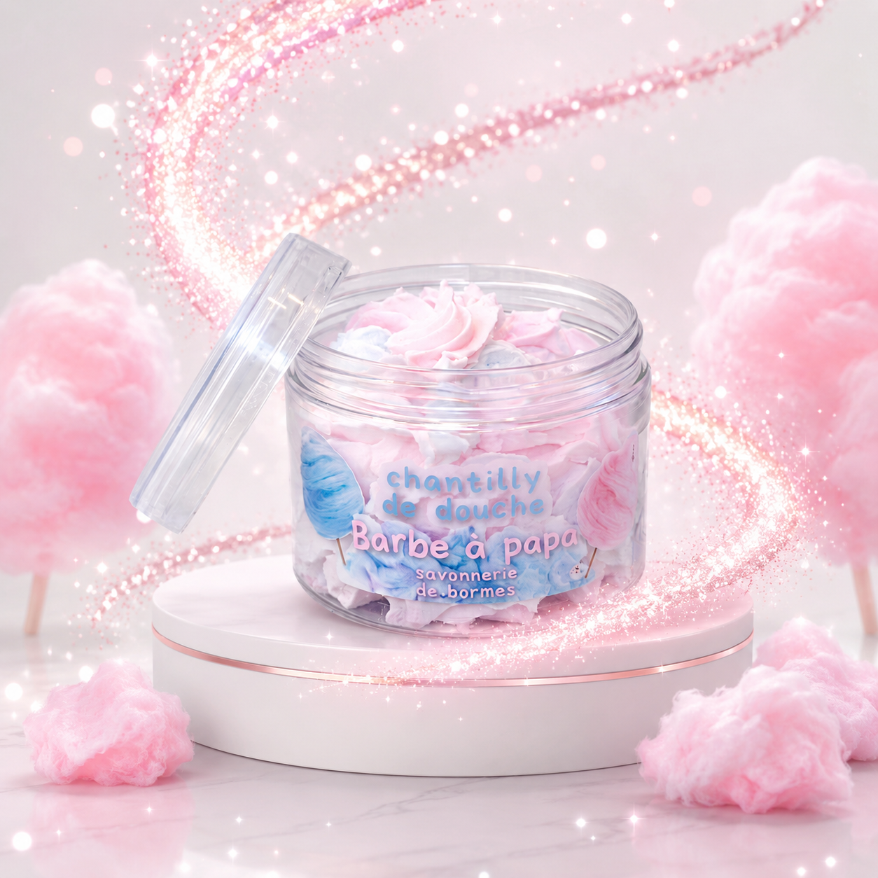 Chantilly de douche Barbe a papa