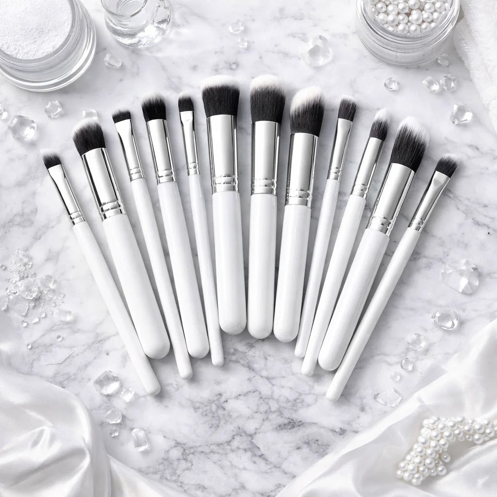 Lots de 10 Pinceaux Complet Teint & Yeux Blanc