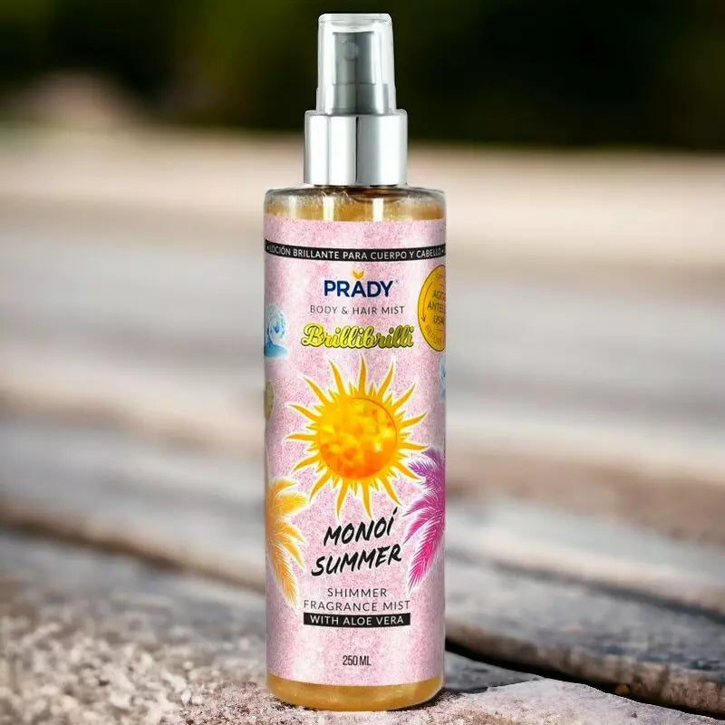 Brume parfumée et pailletée corps et cheveux Monoi