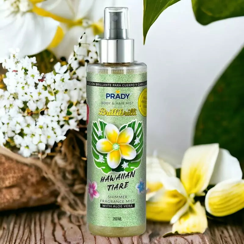 Brume parfumée et pailletée corps et cheveux Fleur de thiaré
