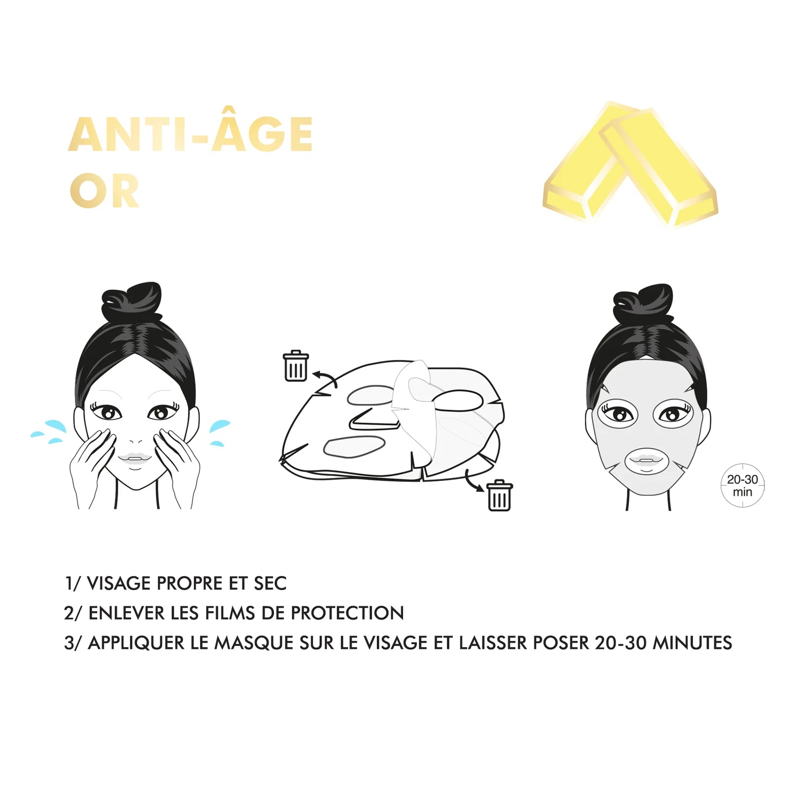 Masque Fruit collection visage en bio-cellulose - Anti âge - Extraits d'or
