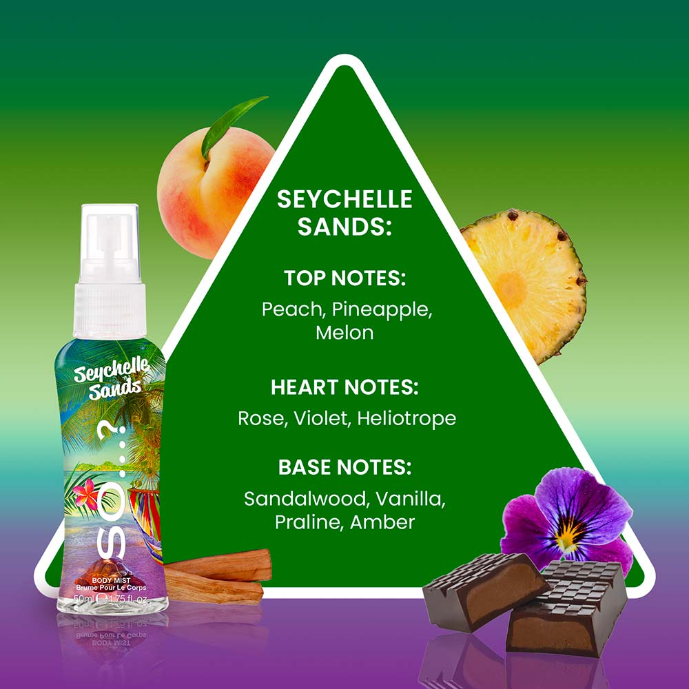Mini Brume Seychelle Sands - Vanille Orientale, Pêche, Rose - 50ml