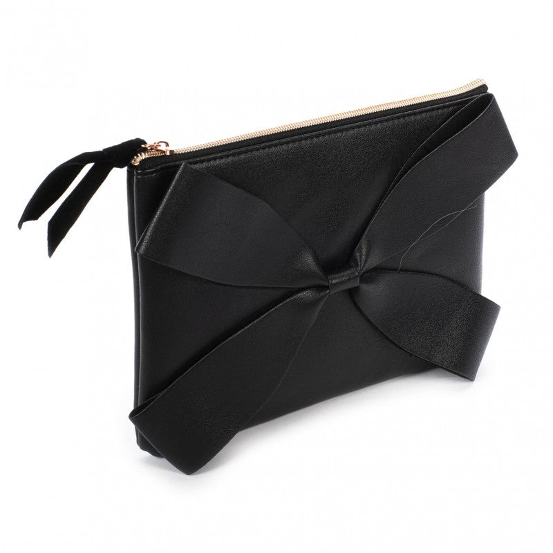 🖤🎀 Trousse de Toilette Simili Cuir Noir avec Nœud 🎀🖤
